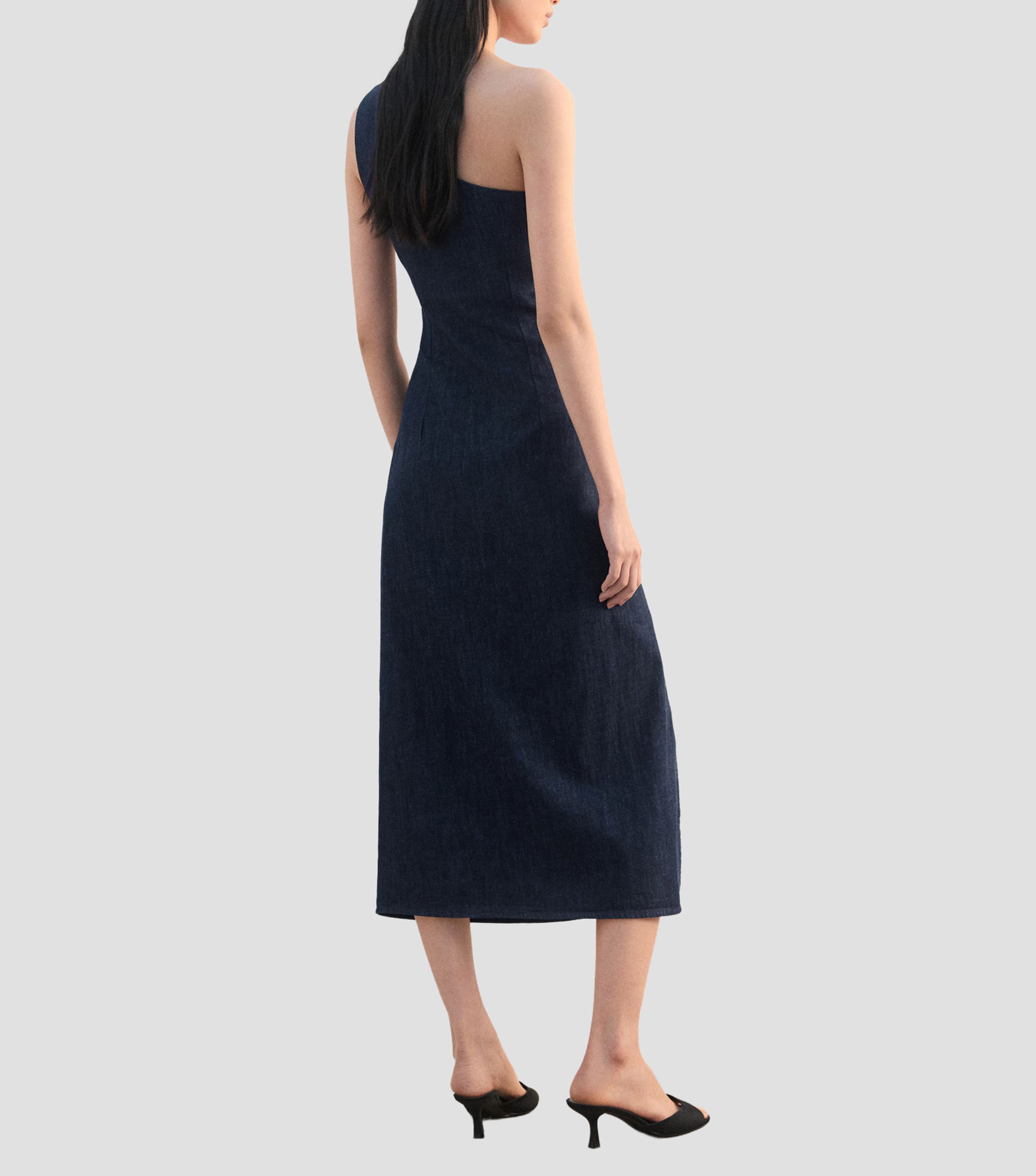 Vestido midi de diseño sólido Mujer